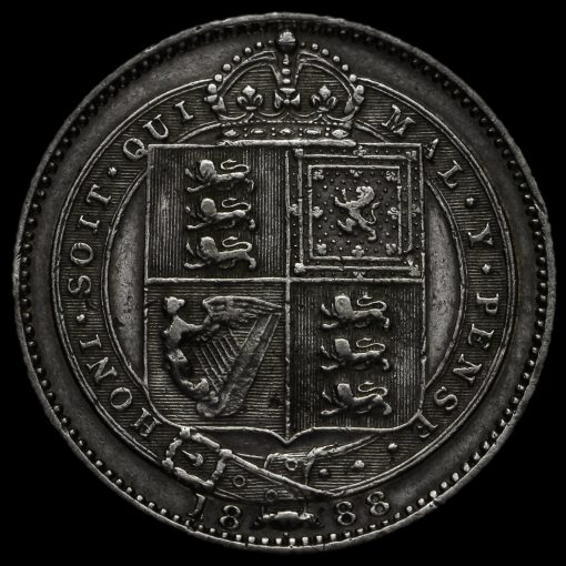 1888 Queen Victoria Jubilee Head Silver Shilling Reverse