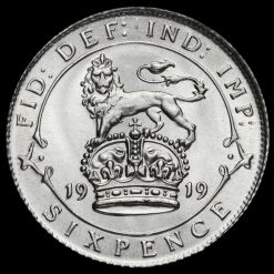 1919 George V Silver Sixpence Reverse
