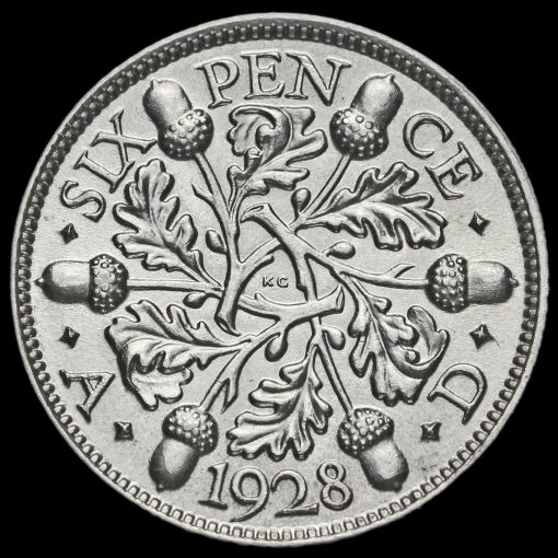 1928 George V Silver Sixpence Reverse