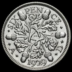 1929 George V Silver Sixpence Reverse