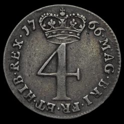 1766 George III Early Milled Silver Maundy Fourpence Reverse