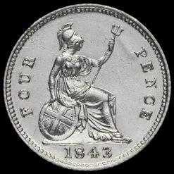 1843 Queen Victoria Young Head Silver Fourpence / Groat Reverse
