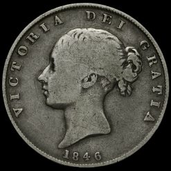 1846 Queen Victoria Young Head Silver Half Crown Obverse
