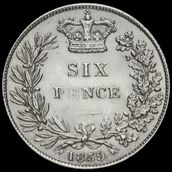 1859 Queen Victoria Young Head Silver Sixpence Reverse
