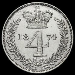 1874 Queen Victoria Silver Maundy Fourpence Reverse