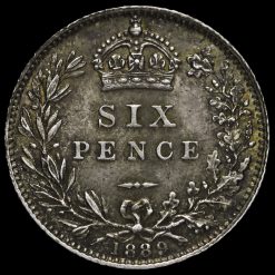 1889 Queen Victoria Jubilee Head Silver Sixpence Reverse
