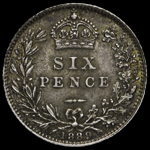1889 Queen Victoria Jubilee Head Silver Sixpence Reverse