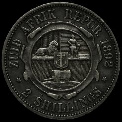 South Africa 1892 Silver 2 Shillings Reverse