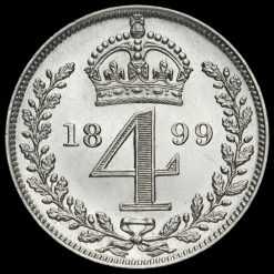 1899 Queen Victoria Veiled Head Silver Maundy Fourpence Reverse