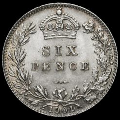 1901 Queen Victoria Veiled Head Silver Sixpence Reverse