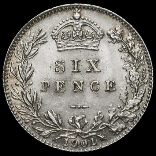 1901 Queen Victoria Veiled Head Silver Sixpence Reverse