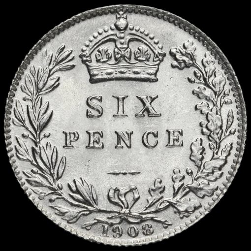 1908 Edward VII Silver Sixpence Reverse