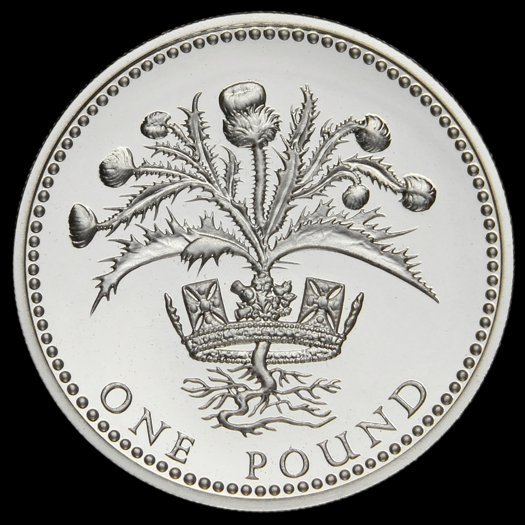1984 Silver Proof £1 One Pound Coin, Scottish Thistle, Box, COA