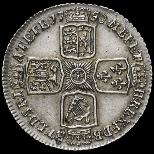 1750 George II Early Milled Silver Shilling Reverse