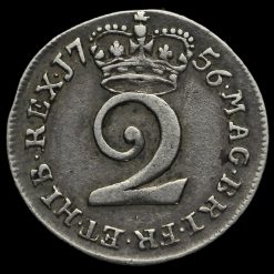 1756 George II Early Milled Silver Maundy Twopence Reverse