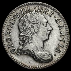 1762 George III Early Milled Silver Threepence Obverse