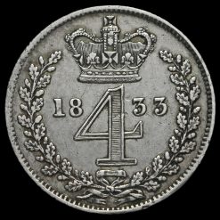 1833 William IV Milled Silver Maundy Fourpence Reverse