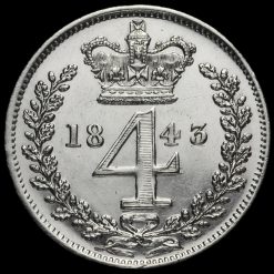 1843 Queen Victoria Young Head Silver Maundy Fourpence Reverse