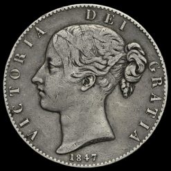 1847 Queen Victoria Young Head Silver XI Crown Obverse