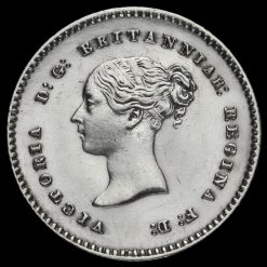 1857 Queen Victoria Young Head Silver Maundy Twopence Obverse