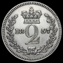 1857 Queen Victoria Young Head Silver Maundy Twopence Reverse