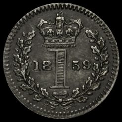 1859 Queen Victoria Young Head Silver Maundy Penny Reverse