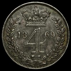 1869 Queen Victoria Young Head Silver Maundy Fourpence Reverse