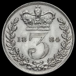 1884 Queen Victoria Young Head Silver Threepence Reverse