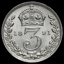 1891 Queen Victoria Jubilee Head Silver Threepence Reverse