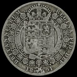 1891 Queen Victoria Jubilee Head Silver Half Crown Reverse