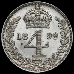 1892 Queen Victoria Jubilee Head Silver Maundy Fourpence Reverse