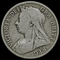 1895 Queen Victoria Veiled Head Silver Half Crown Obverse