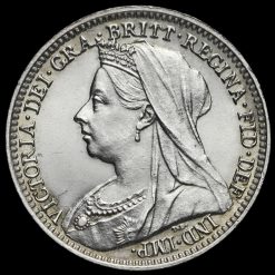 1897 Queen Victoria Veiled Head Silver Threepence Obverse