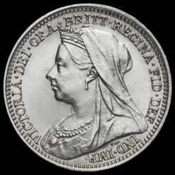 1897 Queen Victoria Veiled Head Silver Threepence Obverse
