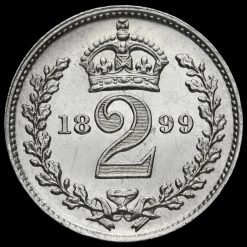 1899 Queen Victoria Veiled Head Silver Maundy Twopence Reverse