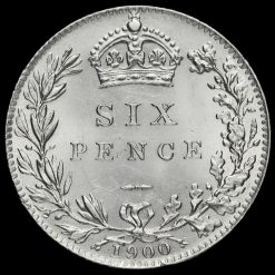1900 Queen Victoria Veiled Head Silver Sixpence Reverse