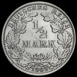 Germany 1909 J Wilhelm II Silver 1/2 Mark Reverse