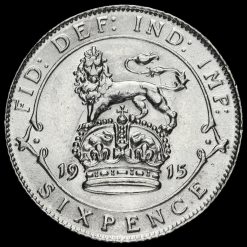 1915 George V Silver Sixpence Reverse