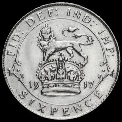 1917 George V Silver Sixpence Reverse