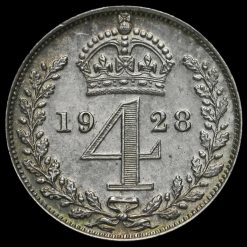 1928 George V Silver Maundy Fourpence Reverse