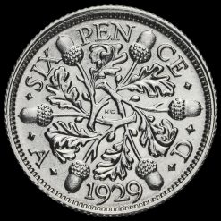 1929 George V Silver Sixpence Reverse