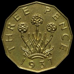 1937 George VI Brass Proof Threepence Reverse