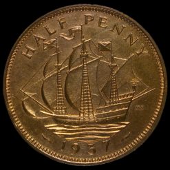 1937 George VI Bronze Proof Halfpenny Reverse