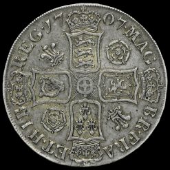 1707 Queen Anne Early Milled Silver Crown Reverse