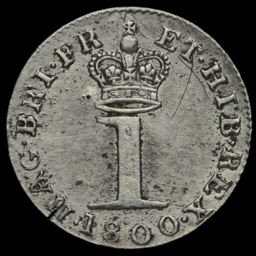 1800 George III Early Milled Silver Maundy Penny Reverse