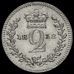 1838 Queen Victoria Young Head Silver Maundy Twopence Reverse