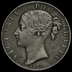 1847 Queen Victoria Young Head Silver XI Crown Obverse