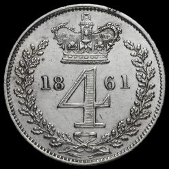 1861 Queen Victoria Silver Maundy Fourpence Reverse