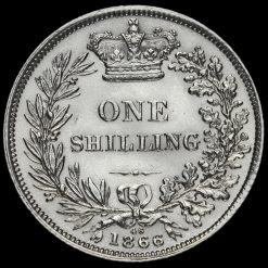 1866 Queen Victoria Young Head Silver Shilling Reverse