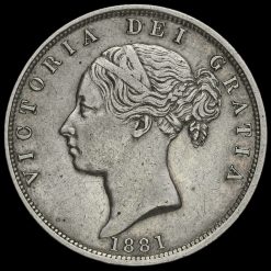 1881 Queen Victoria Young Head Silver Half Crown Obverse